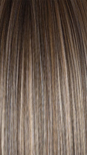 BRONDE-R | Dark brown and natural medium blond tones are mixed together and shaded with medium dark brown roots for a realistic appearance.