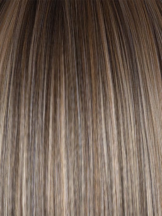 BRONDE-R | Dark brown and natural medium blond tones are mixed together and shaded with medium dark brown roots for a realistic appearance.
