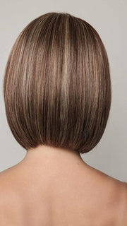 Model is wearing AMI by NORIKO in color SNOWY UMBER R | Medium Ginger Brown base with White Blond highlights
