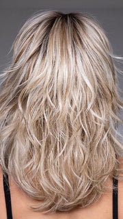 Model is wearing FARRAH by BELLETRESS in color BUTTERBEER R | Dark Brown Base and Root that transitions smoothly into a buttery blonde, infused with creamy honey and toffee tones