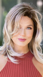 HARLOW by Noriko in MELTED-MARSHMALLOW | Subtly Warm Dark Sandy Blonde Blend with Medium Brown Roots and Light Ash Blonde Tips and Highlights PPC MAIN IMAGE FB MAIN IMAGE