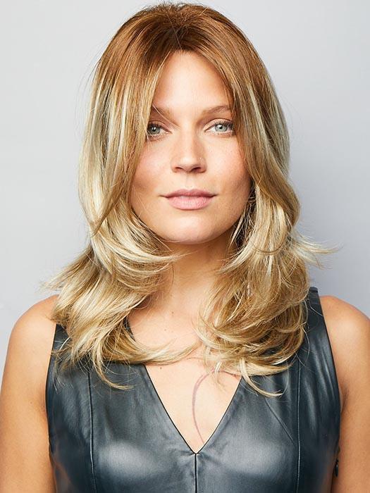 JULES by NORIKO in Creamy Toffee-LR | Rooted Dark with Light Platinum Blonde and Light Honey Blonde 50/50 blend PPC MAIN IMAGE FB MAIN IMAGE