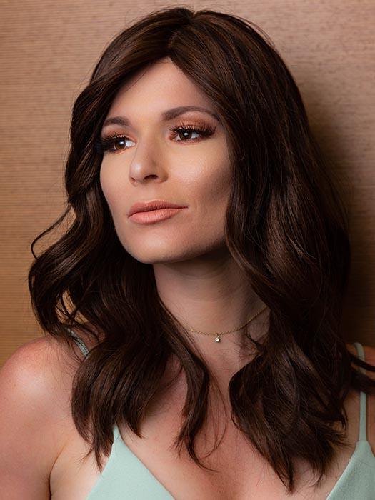 AMBER by LOUIS FERRE in 8/32 GINGER BROWN | Brown with Auburn Highlight Blend (This piece has been styled and curled)