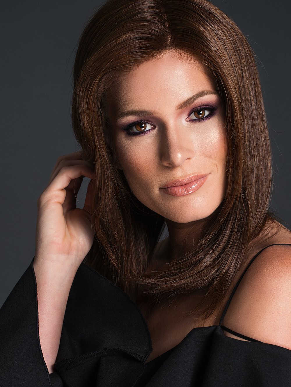 SIENNA by JON RENAU in 8RN COCOA NATURAL | Medium Gold Brown (Human Hair Renau Natural*)  (This piece has been styled and straightened)