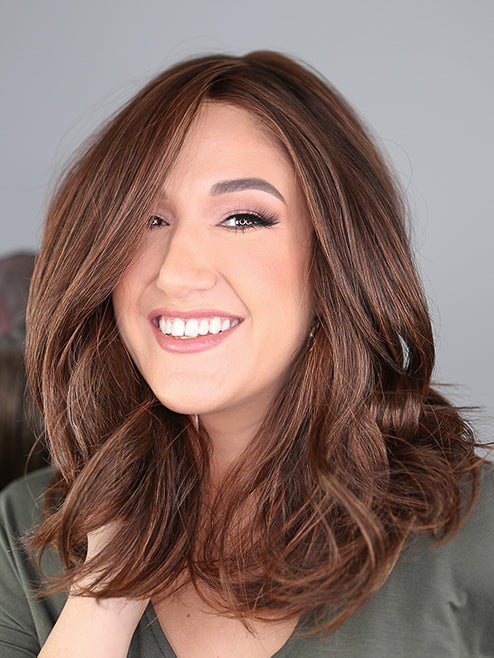 STYLE SOCIETY by Raquel Welch in color RL8/29 HAZELNUT | Medium Brown With Ginger Red Highlights