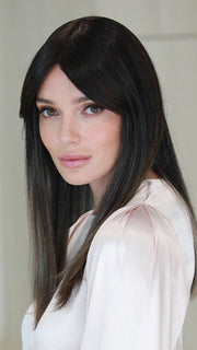 Camilla by Jon Renau in S2-103/18RO MIDNIGHT | Black/Brown Blend roots to midlength, Platinum Blonde& Dark Natural Ash Blonde blend midlength to ends