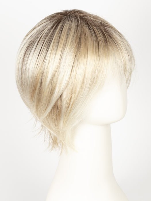 PASTEL-BLONDE-ROOTED | Medium Ash Blonde base with Off-White "Pearl" Platinum highlights and Dark Ash Blonde Roots