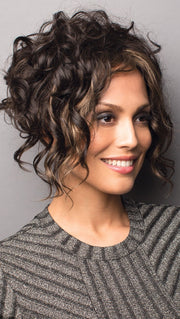 A bold A-Line cut with sexy loose curls to  frame the face.
