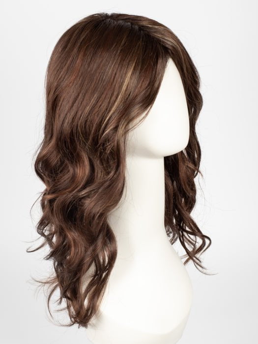 RAZBERRY-ICE-LR | Dark Auburn with Medium Auburn Base with Copper and Strawberry Blonde Highlights with Longer Dark Roots