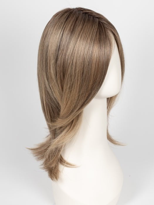 24BT18S8 SHADED MOCHA | Medium Natural Ash Blonde & Light Natural Gold Blonde Blend, Shaded with Medium Brown