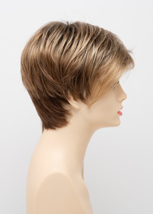 GOLDEN NUTMEG | Medium Brown roots with overall Warm Cinnamon base and Golden Blonde highlights