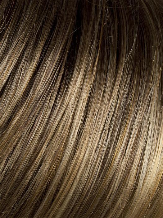 BERNSTEIN ROOTED | Light Brown Base with Subtle Light Honey Blonde and Light Butterscotch Blonde Highlights and Dark Roots