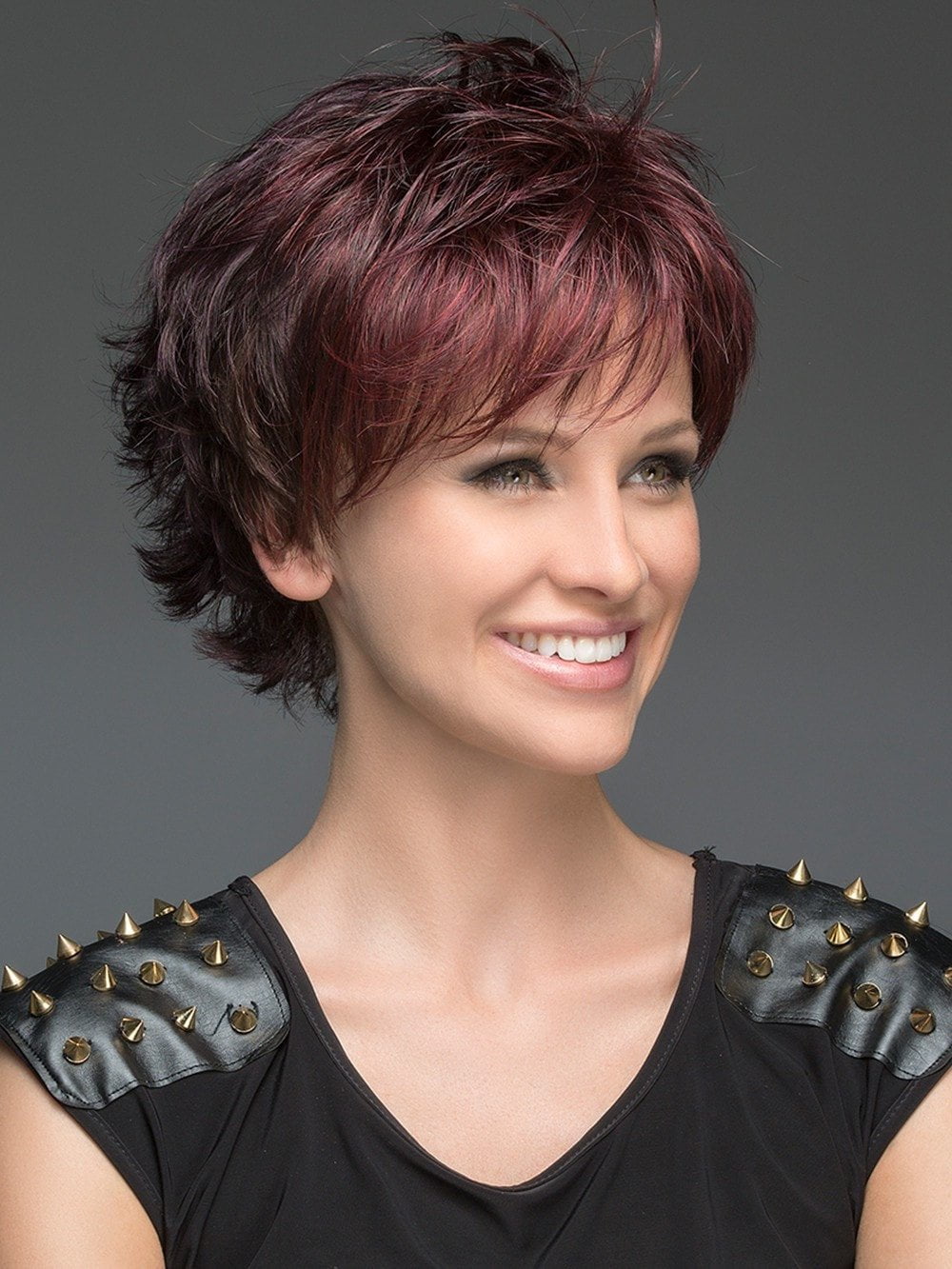 Style back away from the face for a feminine flirty look or, spike it up to enhance the beautifully cut layers for a more modern look!