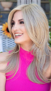 GINGER-CREAM | Dark Beige Blonde underneath highlighted on top with Light Beige Blonde