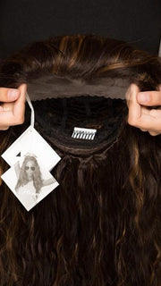 The lace front feature allows you to style the hair back and off of the face | The lace will need to be cut with Pinking Sheers 