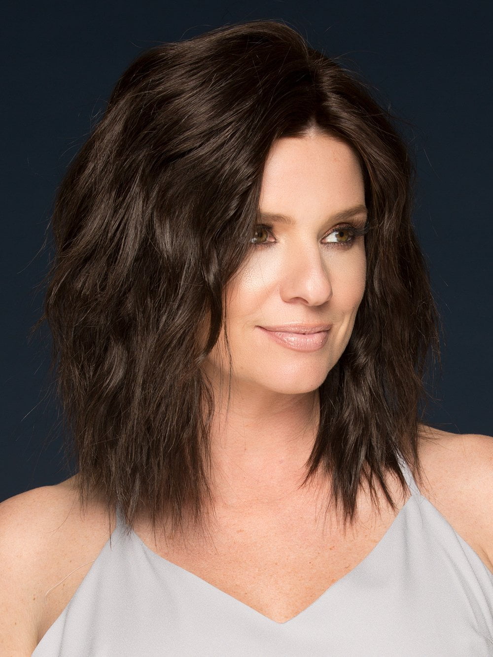 JENNIFER Exclusive Colors by Jon Renau in 4RN | Darkest Brown (Style has been curled for this look)