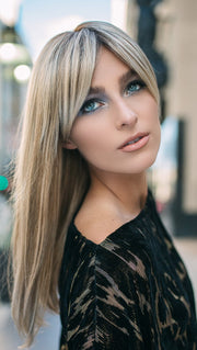 CAMILLA by Jon Renau in 12FS8 SHADED PRALINE | Light Gold Brown, Light Natural Gold Blonde & Pale Natural Gold-Blonde Blend, Shaded with Medium Brown