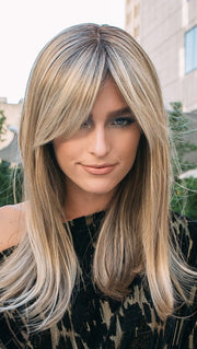 CAMILLA by Jon Renau in 12FS8 SHADED PRALINE | Light Gold Brown, Light Natural Gold Blonde & Pale Natural Gold-Blonde Blend, Shaded with Medium Brown