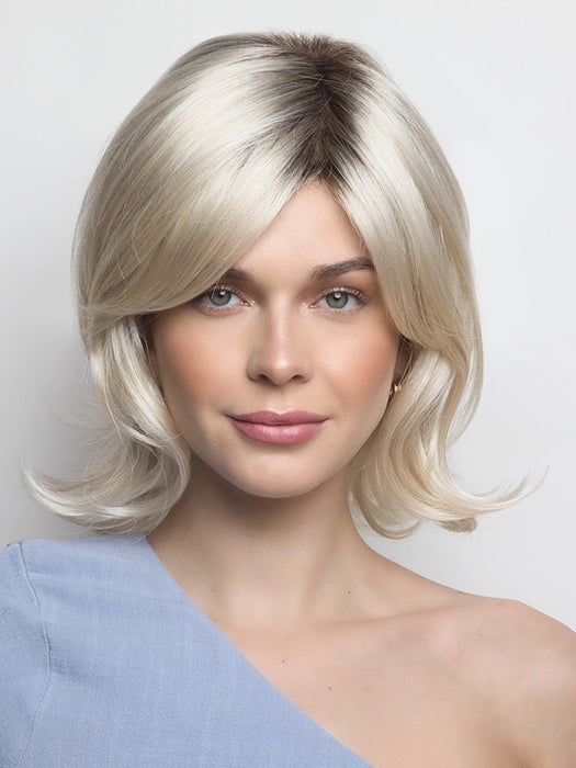 SEASHELL-BLOND-R | Cool White Blonde and Creamy White Tones Blended with Soft Brown Roots PPC MAIN IMAGE