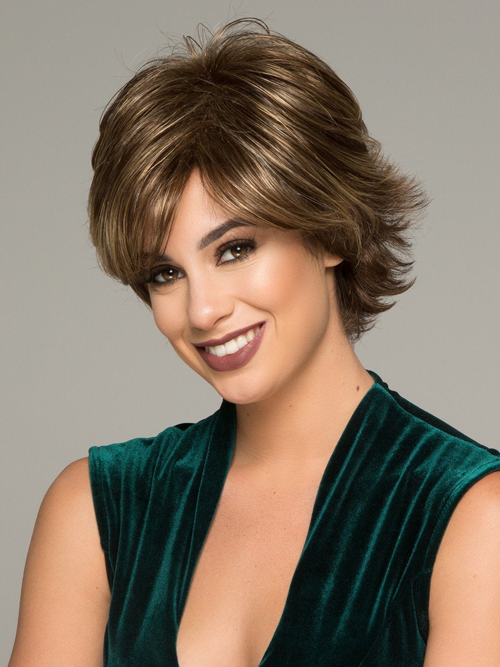 BOOST by RAQUEL WELCH in R11S GLAZED MOCHA | Warm Medium Brown with Golden Blonde Highlights on Top	