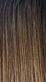 ICED-MOCHA-R | Medium Brown Base Blended with Light Blonde Highlights and Dark Roots