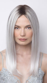 HARPER by Rene of Paris in SMOKE-IVORY | Mid-Cool Beige Brown Root Softly Blended into a Finely Woven Platinum White that Transcends into Smoked Ivory Strands and White-Tipped Ends