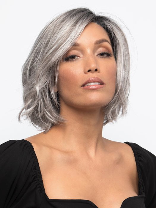CHROMERT1B | Gray and White with 25% Medium Brown Blend and Off-Black Roots