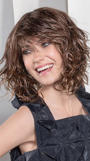 PERLA by Ellen Wille in TOFFEE BROWN SHADED 830.27 | Medium Brown, Light Auburn, Dark Strawberry Blonde, and Light Ash Blonde Blend with Dark Shaded Roots