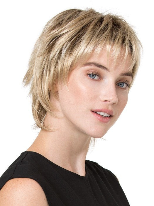 PLAY by Ellen Wille in CHAMPAGNE ROOTED | Light Beige Blonde,  Medium Honey Blonde, and Platinum Blonde Blend with Dark Roots	