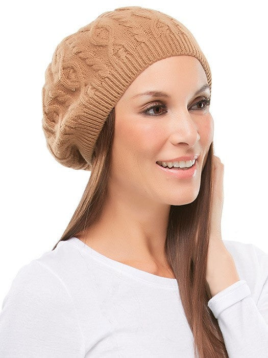 Cable Knit Beret by Jon Renau | Color Tan PPC MAIN IMAGE FB MAIN IMAGE