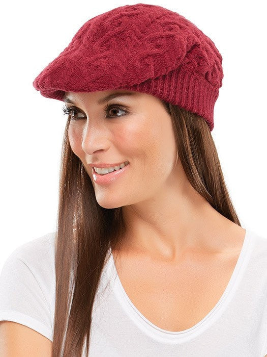 Cable Knit Gatsby Hat by Jon Renau | Color Burgundy PPC MAIN IMAGE FB MAIN IMAGE