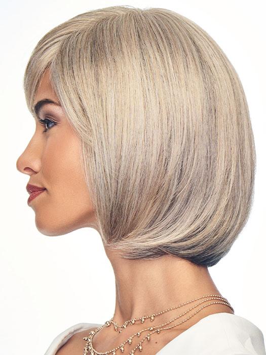 The  razor tapered bangs that can be styled forward, or off the face