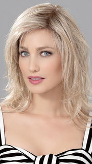 INTEREST by ELLEN WILLE in CHAMPAGNE ROOTED | Light Beige Blonde, Medium Honey Blonde, and Platinum Blonde blend with Dark Roots PPC MAIN IMAGE FB MAIN IMAGE