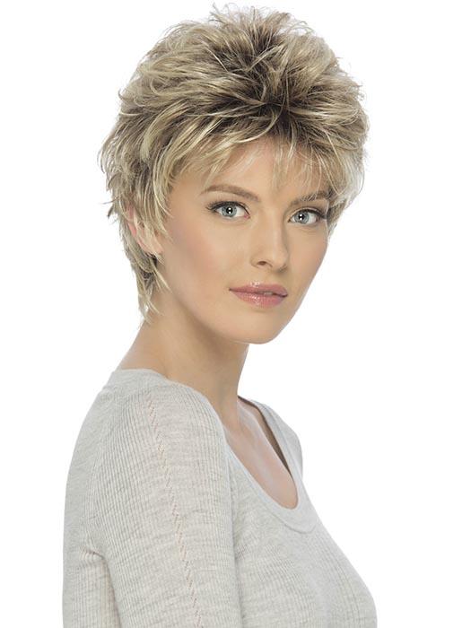 CHRISTA by Estetica in RH1488RT8 | Dark Blonde with Light Copper Blonde Highlights & Golden Brown Roots