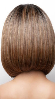 MOLTEN-AMBER | Medium Golden Brown, Light Copper Brown, and Medium Golden Blonde with Dark Brown Roots