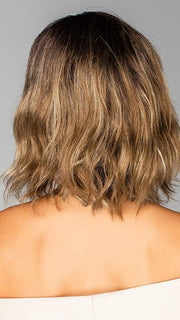 Evanna by Rene of Paris in MOCHACCINO-LR | Longer dark root with light brown base and strawberry blonde highlights