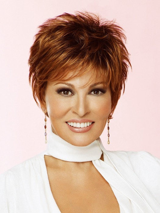 Sharp by Raquel Welch: Color SS28 Glazed Fire (Fiery Red with Bright Red highlights on top, Dark Brown roots) PPC MAIN IMAGE FB MAIN IMAGE